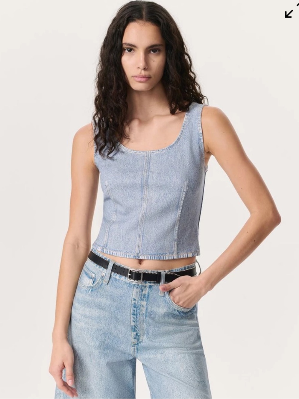 rag & bone Light Blue Denim Cropped Tank Top
